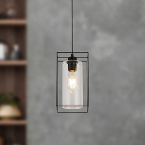 Black Frame Single Pendant - Black by Lighting Collection