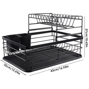 Metal Kitchen Dish Drainer Rack with Tray - Black by lifeideas