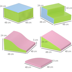 HOMCOM 6-Piece Soft Playset with Stairs and Ramp - Green by HOMCOM