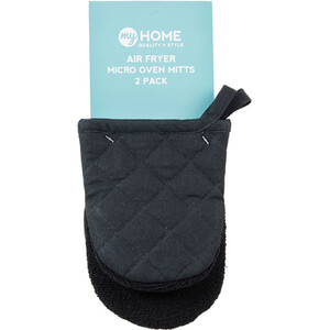 Pack of 2 My Home Air Fryer Micro Oven Mitts - Black