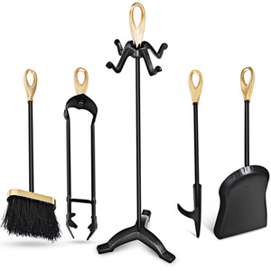 5Pcs Fire Companion Set Fireside Tools - Black by Costway