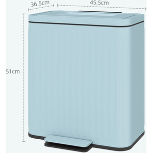 HOMCOM Dual 20L Kitchen Double Bin with Soft-Close Lid by HOMCOM