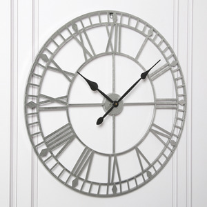 Skeleton Round Wall Clock - Silver Foiled by Home Garden Direct