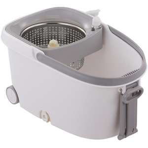 Livingandhome Spin Mop Bucket Set with 2 Extra Heads - Grey & White by Livingandhome