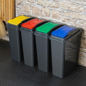Yellow 25L Slimline Kitchen Bin Recycling Rubbish Waste Dustbin Flip Lid - Graphite & Yellow by Wham