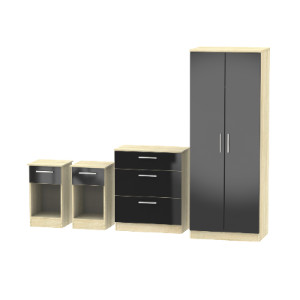 Carlton Ready Assembled 4 Piece Bedroom Set - Black / 5