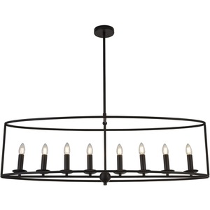 8 Light Framed Pendant With Telescopic Rod - Black by Lighting Collection