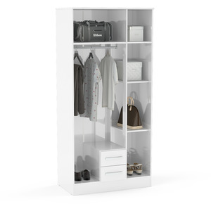 Wooden 4 Piece Furniture Set Wardrobe Chest of Drawers Bedsides Lynx - White by Birlea