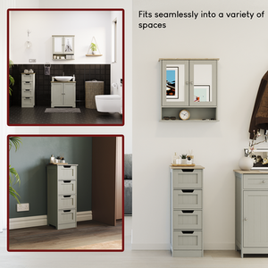 Priano 4 Drawer Freestanding Unit - Grey by Vida Designs