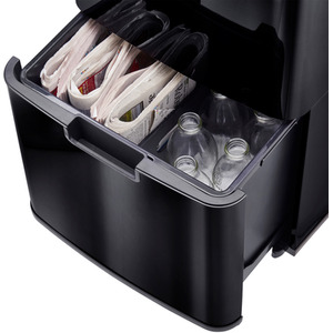 75L Recycling Sensor Bin with 3 Compartments and Food Caddy - Black / Brushed by Cooks Professional