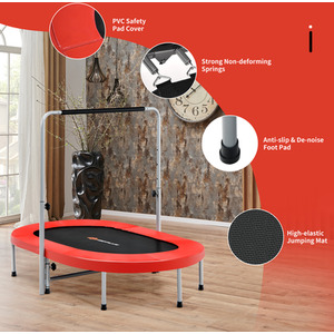 Foldable Jumping Fitness Double Trampoline - Red by Costway