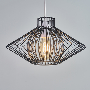 Black Geometric Wire Cage Pendant Ceiling Light Shade - Black by ValueLights