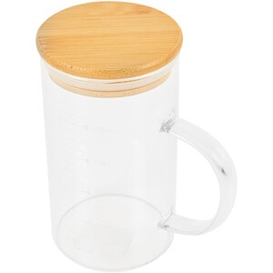 Glass Measuring Jug with Bamboo Lid 500ml - Clear