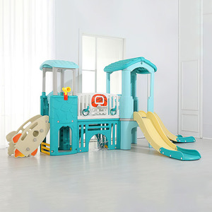 Toddlers Slide and Climber with Balls and Ring Toss - Light Blue by Livingandhome