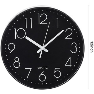 12-Inch Modern Wall Clock with Arabic Numerals - Grey by Livingandhome