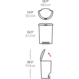 simplehuman 50L semi-round pedal bin black plastic by Simplehuman