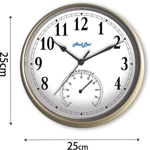 Tub Wall Clock with Thermometer - Champagne Gold by Audlee