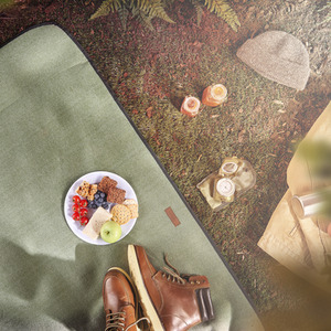 Large Herringbone Waterproof Outdoor Picnic Blanket - Green by VonShef