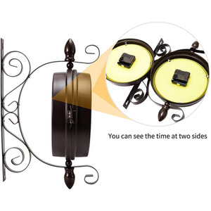 Classic European Retro Double-Sided Wall Clock - Black by Livingandhome