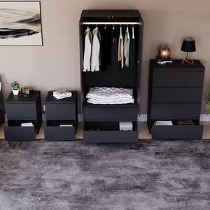 Denver Bedroom Set (2 Drawer Bedside (x2), 4 Drawer Chest, 2 Door Wardrobe) by Vida Designs