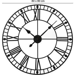 Skeleton Wall Clock with Roman Numerals - Black by Home Garden Direct