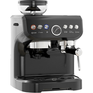 HOMCOM Espresso Machine with Integrated Bean Grinder Steam Wand - Black by HOMCOM