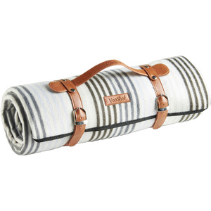 Picnic Blanket with Faux Leather Carry Handle - White / 180cm by VonShef