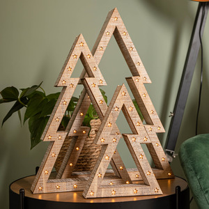 Set of 3 Battery Operated Christmas Trees with LEDs - Brown by Samuel Alexander