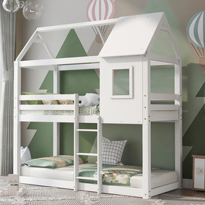 Solid Pine Wood Children Cabin Bed for Kids - White by Abrihome