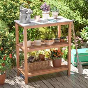 Garden Potting Work Table - Natural by Costway
