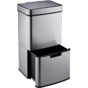 75L Recycling Sensor Bin with 3 Compartments and Food Caddy - Silver / Brushed by Cooks Professional