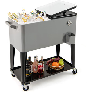 Rolling Ice Chest - Grey by Costway