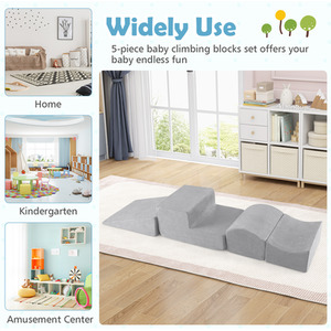 5-Piece Climb and Crawl Playset - Grey by Costway