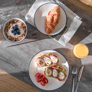 18pc Farmhouse Porcelain Dinner Set - White - White by Nicola Spring