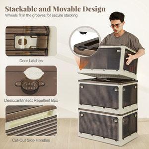 3-Tier Large Collapsible Storage Bins - White by Costway