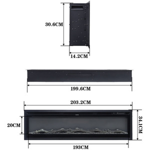 Wall-Mounted, Recessed, and Freestanding Electric Fireplace - Black / 203.2cm by Livingandhome
