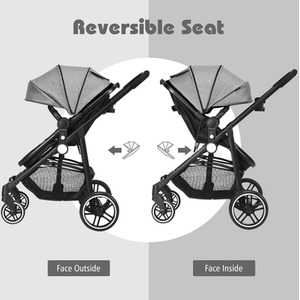 2 in 1 High Landscape Stroller Foldable Toddler Stroller - Grey by Costway