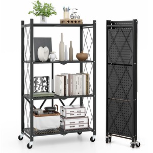 4-Tier Foldable Storage Shelf - Black by Costway