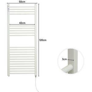 Stainless Steel Electric Towel Radiator Warmer - White / 120cm by Livingandhome