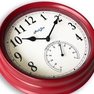 Pololio Wall Clock with Thermometer - Red by Audlee
