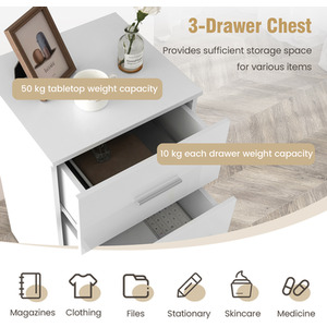 2 Pack Night Stand Storage Organizer - White by Costway