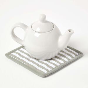 Grey Stripe Cotton Pot Holder - Grey by Homescapes