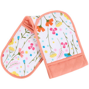 In Bloom Double Oven Glove - White and Peach
