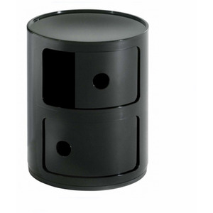 Round Beside Table Filling Cabinet Chest Unit Stockable - Black / 2 by Livingandhome