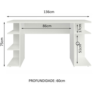 MADESA Gaming Computer Desk with 5 shelves - White by Madesa