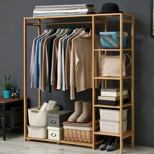 Large Clothes Hanging Rack Minimalist Wardrobe - Bamboo by Wyld and Coco