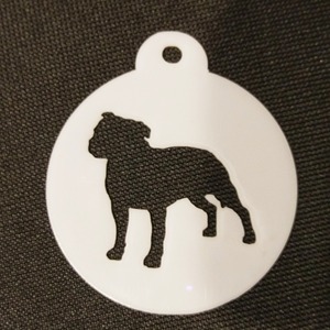 Dog Themed Coffee Stencil - White / Staffordshire Bull Terrier by Pet Mirrors