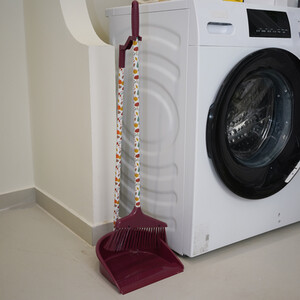 Autumn Pumpkin Long Handle Dustpan with Broom - Brown