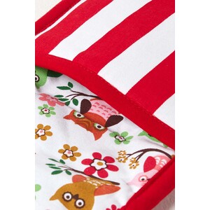 Red Owls Cotton Double Oven Glove - Red by Homescapes