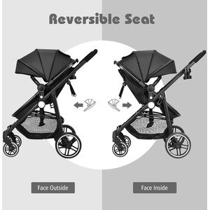 2 in 1 High Landscape Stroller Foldable Toddler Stroller - Black by Costway
